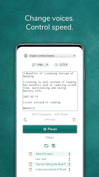Text reader - text and voice