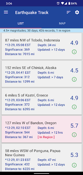 Earthquake Track