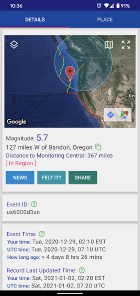 Earthquake Track