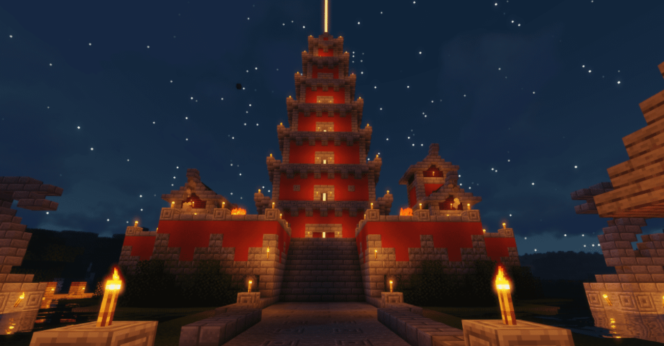 Mapa do templo asiático de minecraft