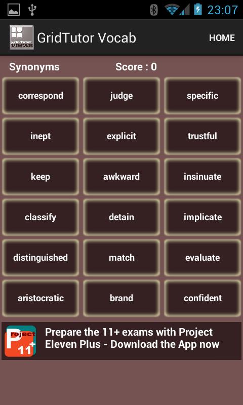 Play Vocab on gridTutor