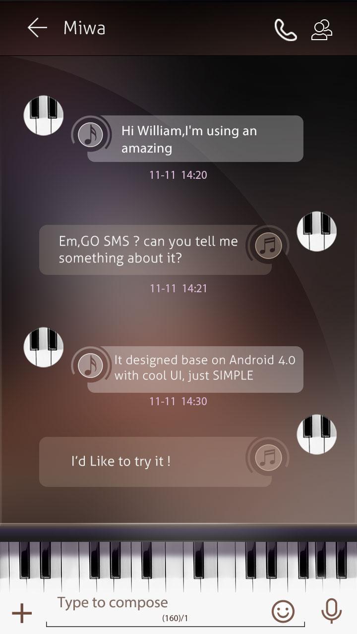 (FREE) GO SMS PRO PIANO THEME
