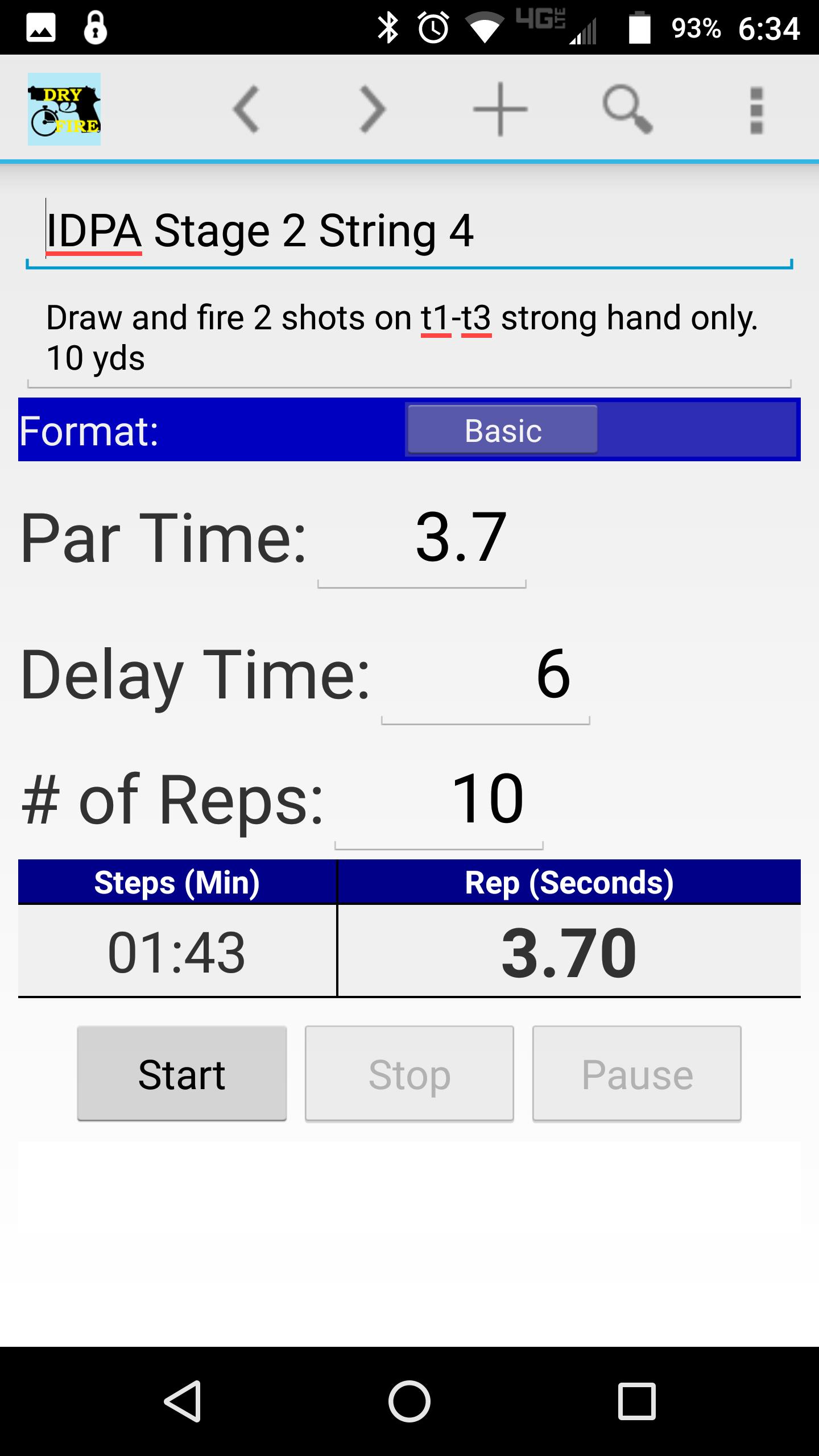 Dry Fire Par Time Tracker
