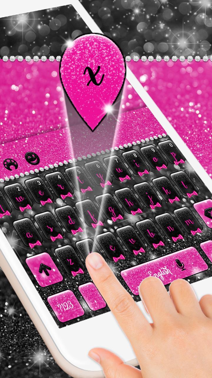 Black Glitter Pink Bow