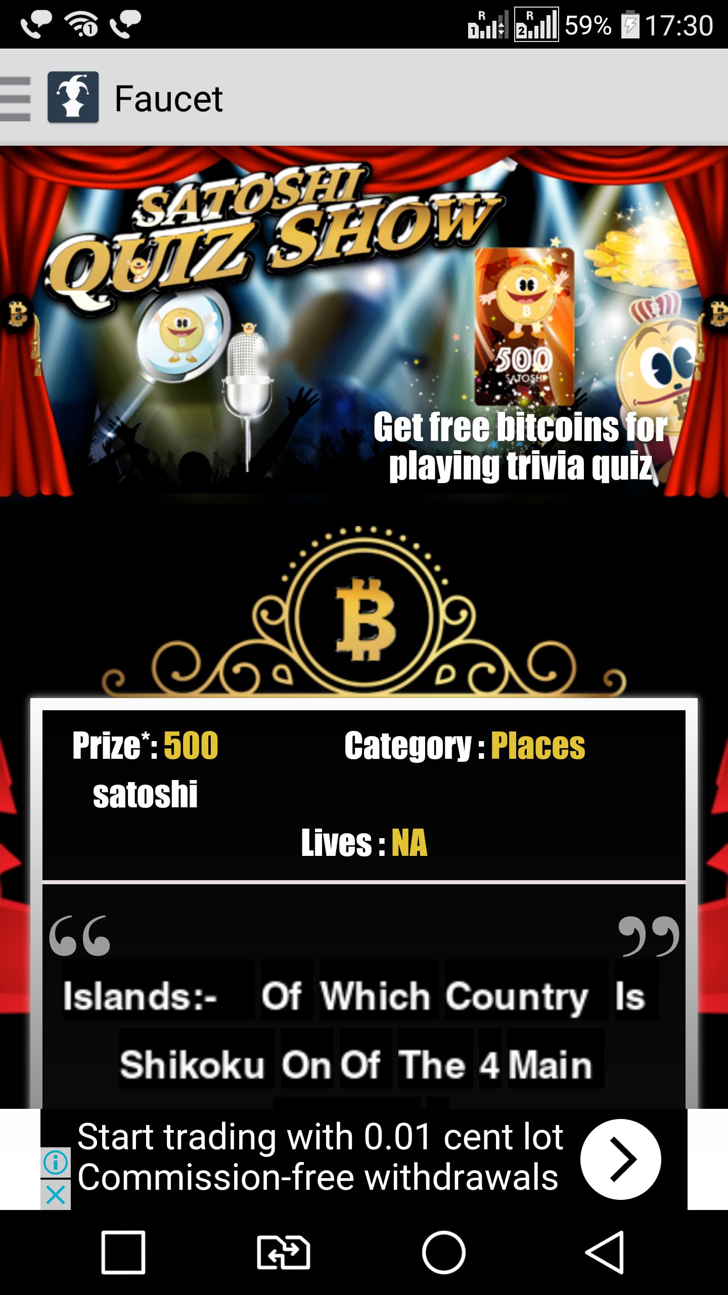 Satoshiquiz Bitcoin Trivia App