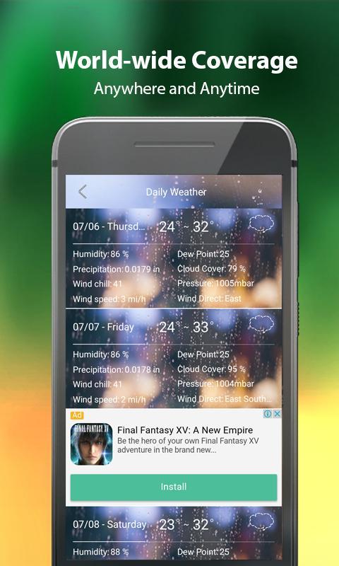 Daily Weather Forecast - Clock and Weather Widget