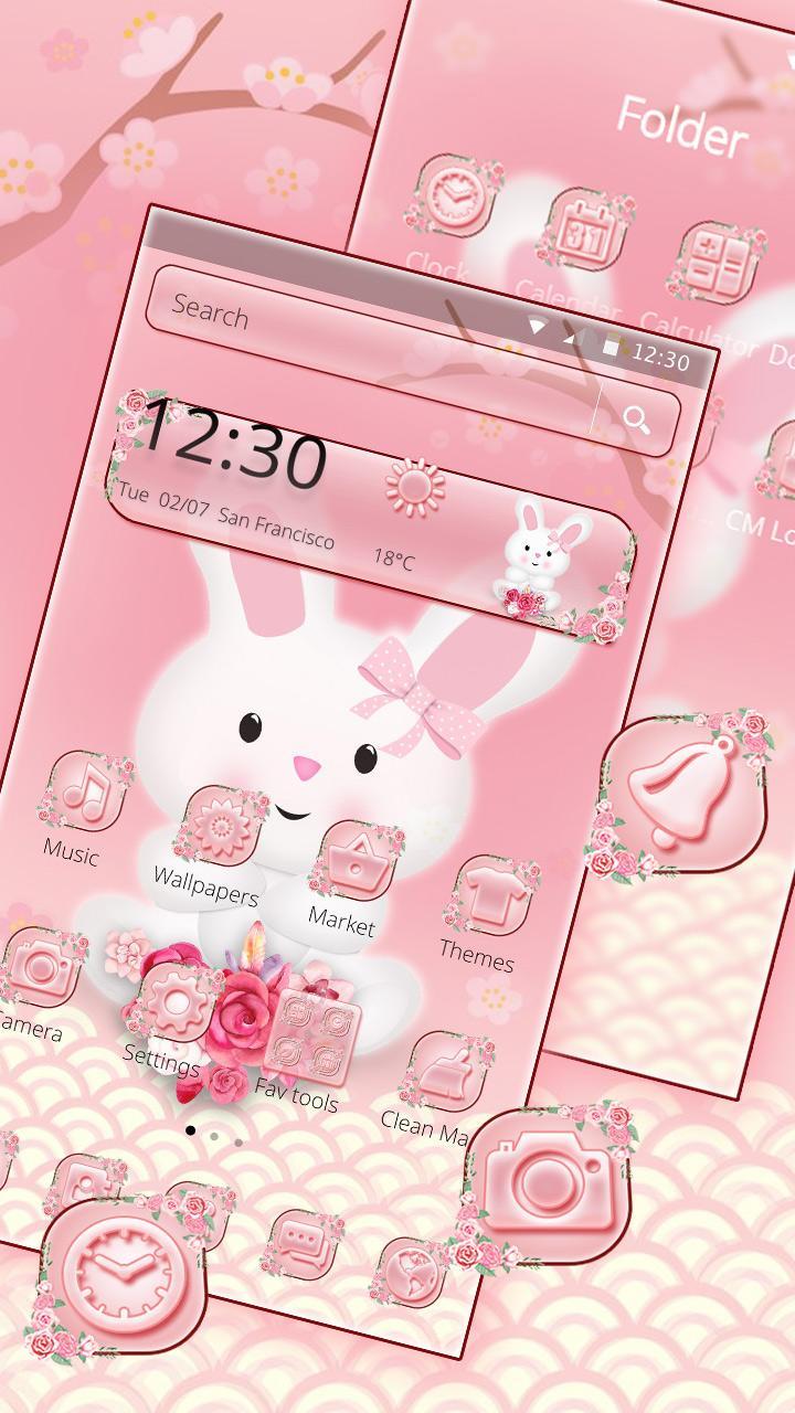 Pink Cute Love Cartoon Bunny Theme
