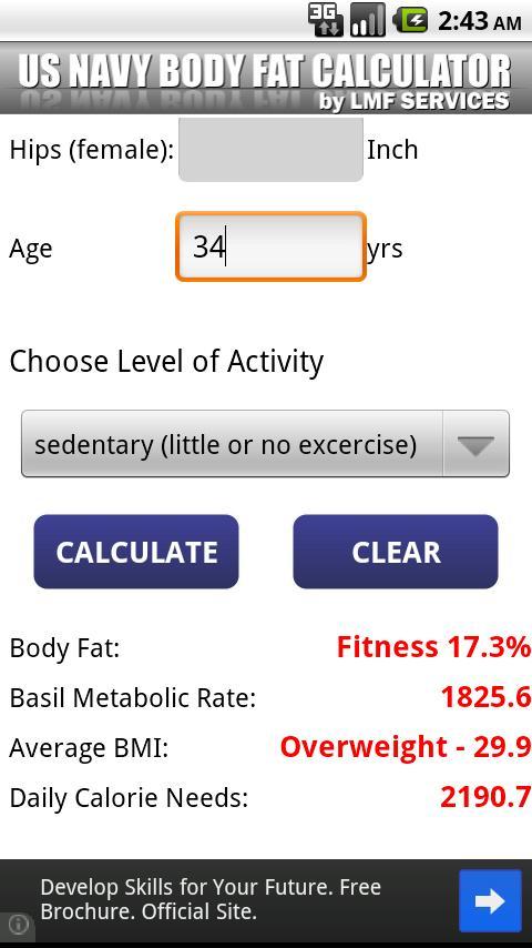 US  NAVY Body Fat Calculator