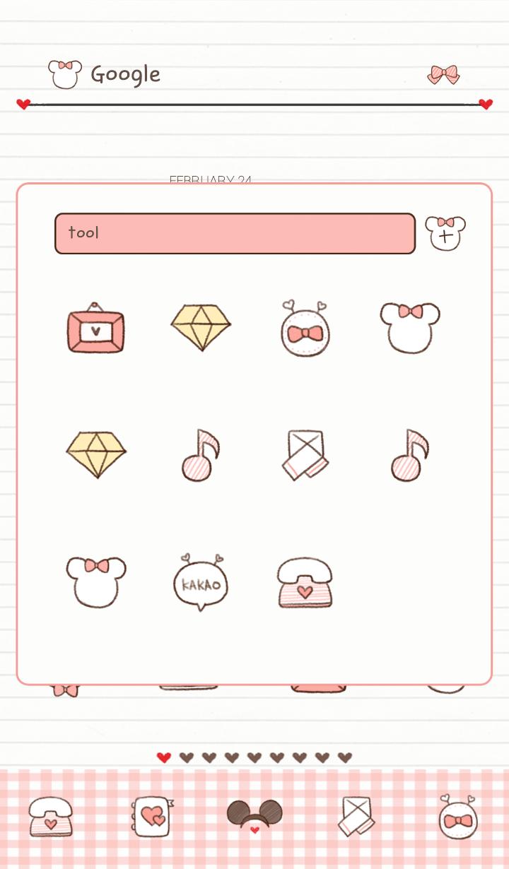 pink miki mini dodol theme