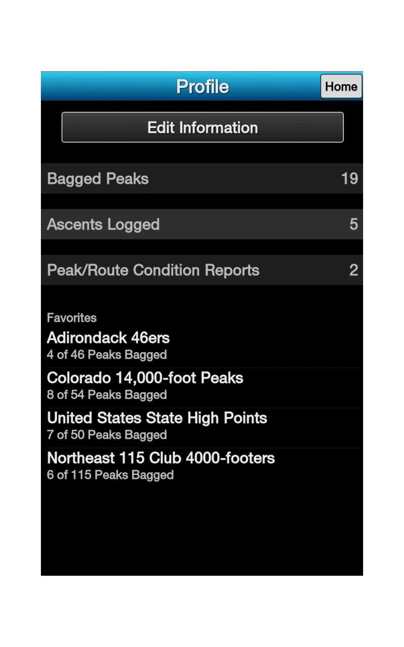 the peak bagging app