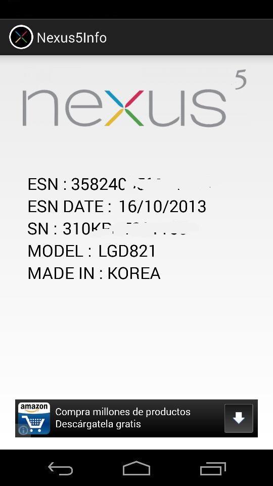Information for Google Nexus 5