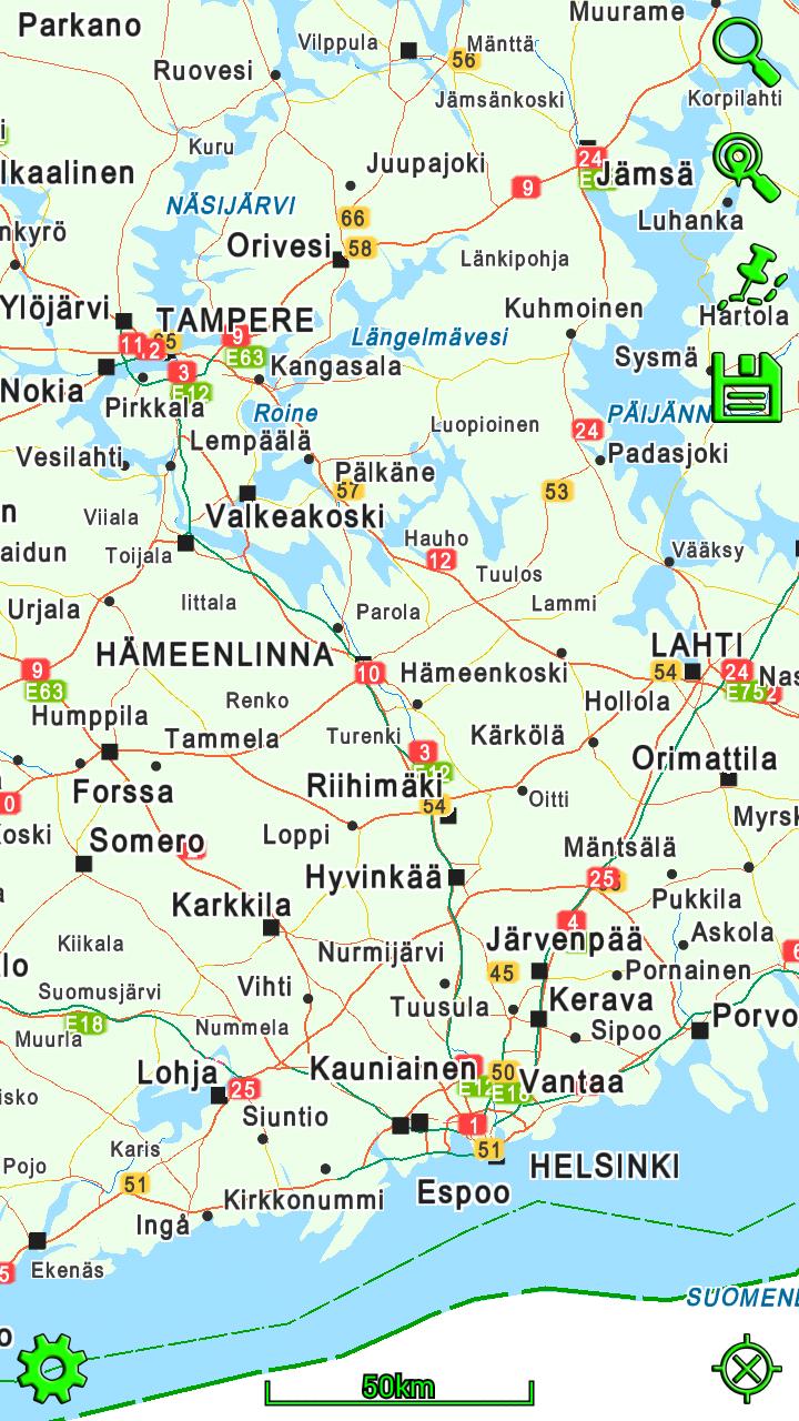 Mapitare Road Map Finland