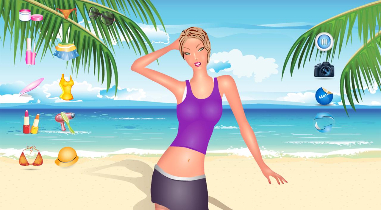 Girl makeover on seaside