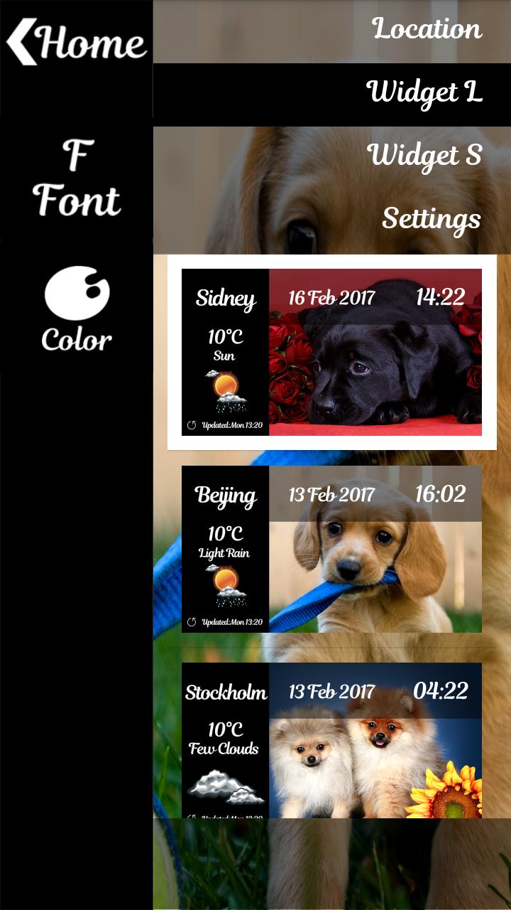 Puppy Weather Clock Widget