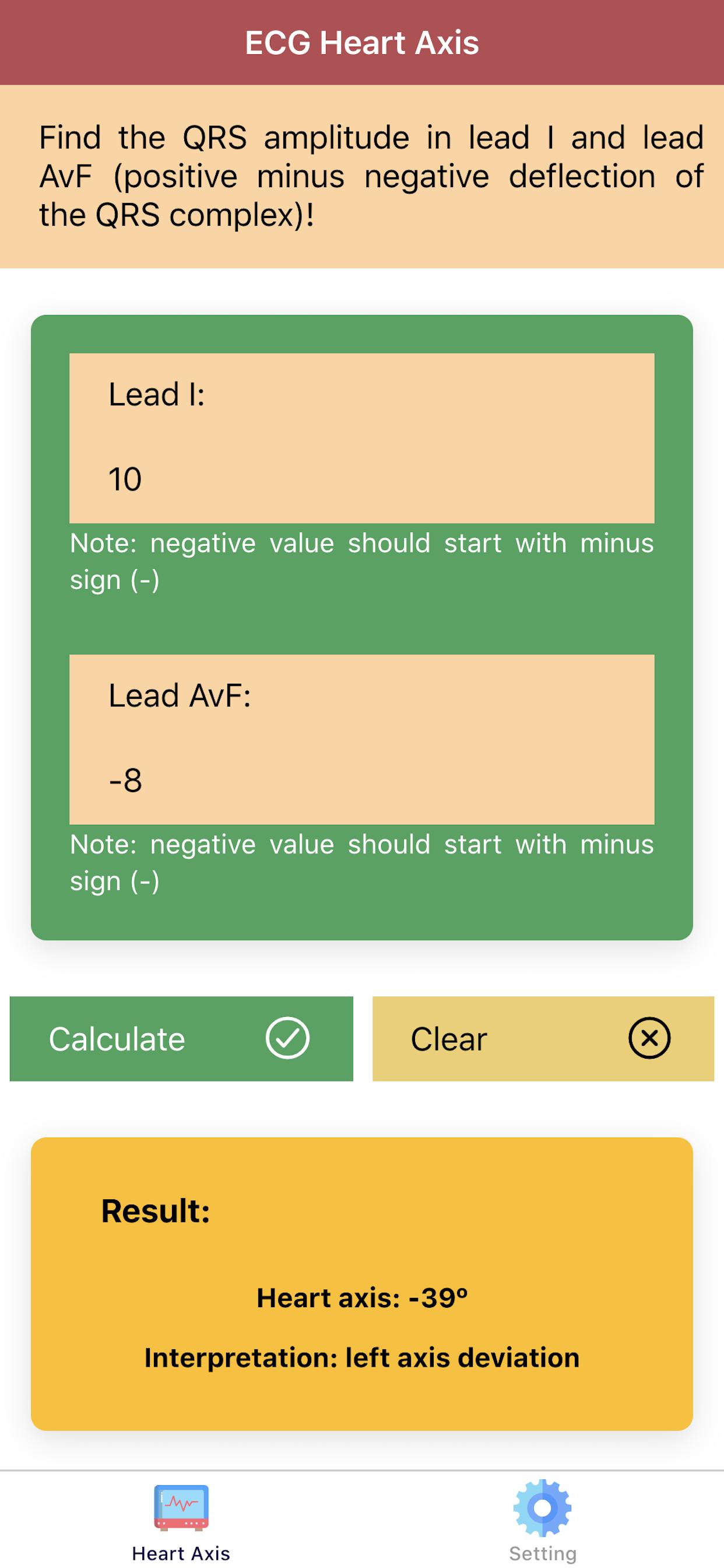 Electrocardiogram (ECG) Rhythm App: Heart Axis