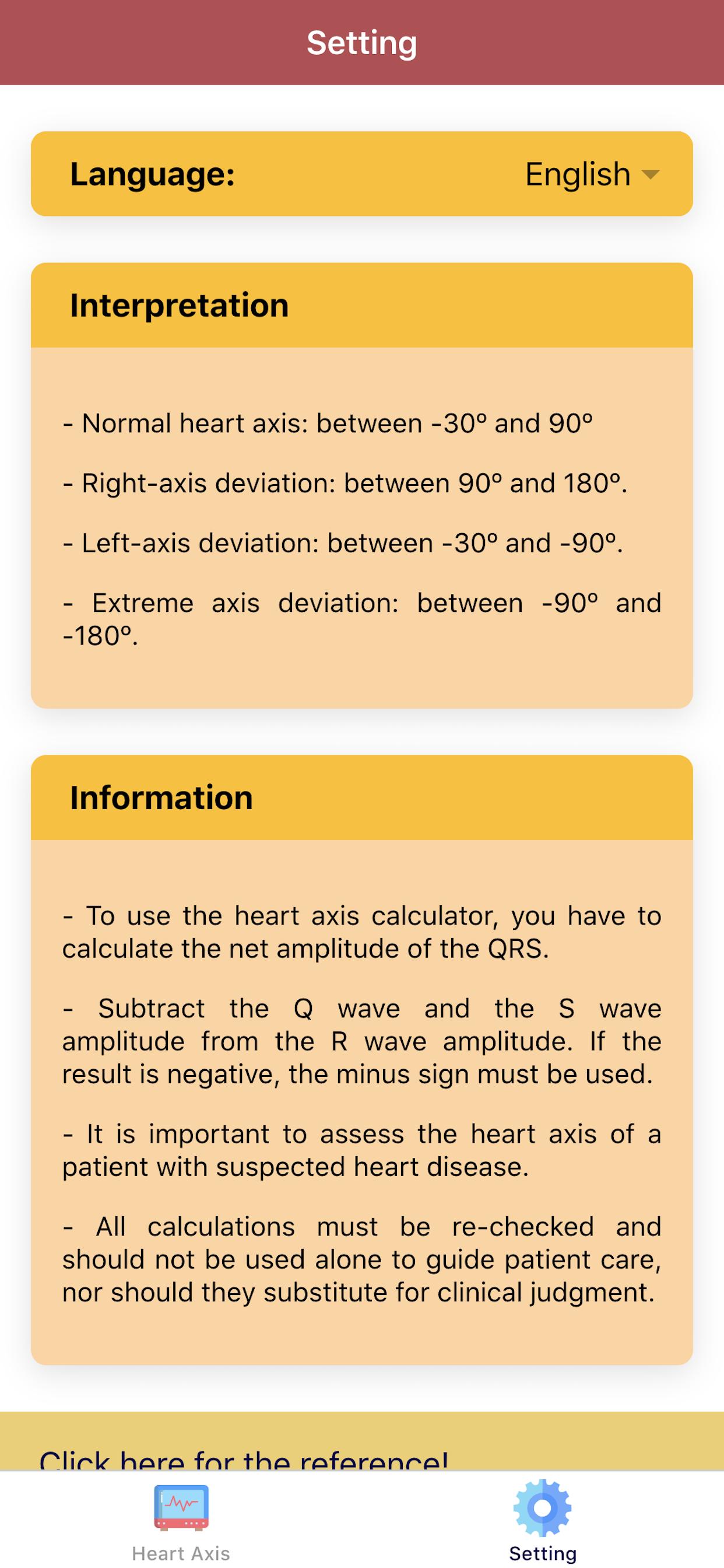 Electrocardiogram (ECG) Rhythm App: Heart Axis
