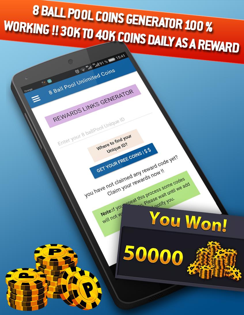 8Ball Pool free coins & cash rewards