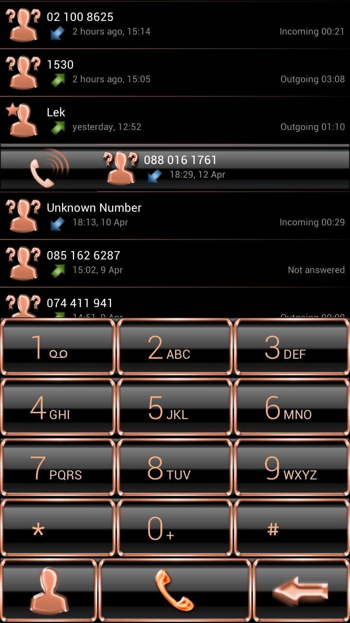 Dialer Theme GlassFrameBOrange
