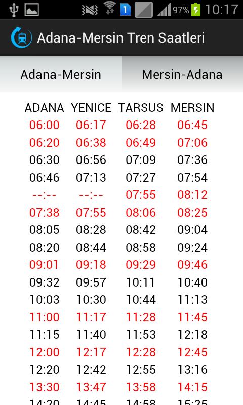 Adana - Mersin Tren Saatleri