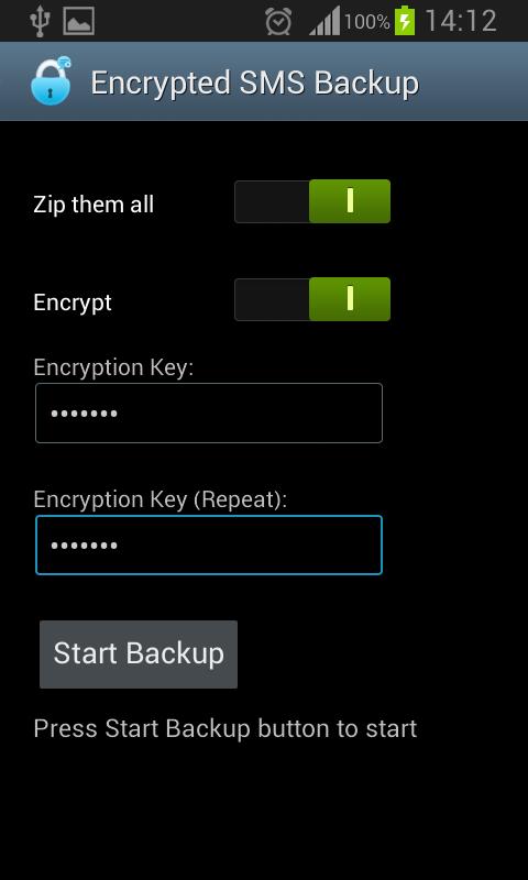 Encrypted SMS Backup