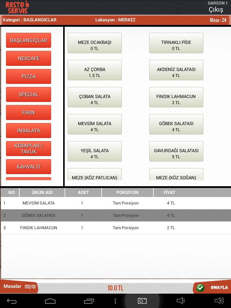 Restoservis Hand Held Terminal
