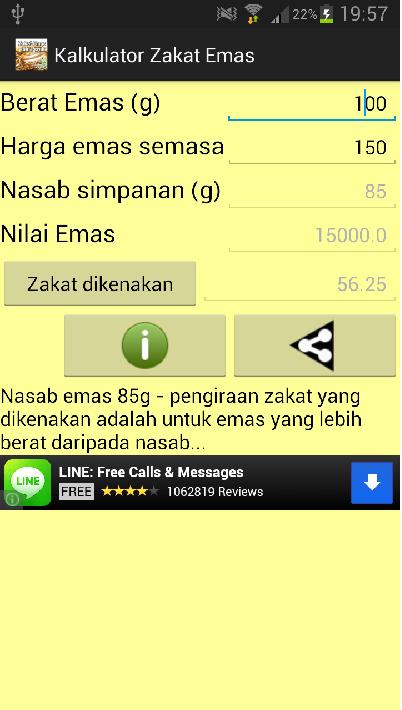 Taksiran Zakat Emas Kalkulator
