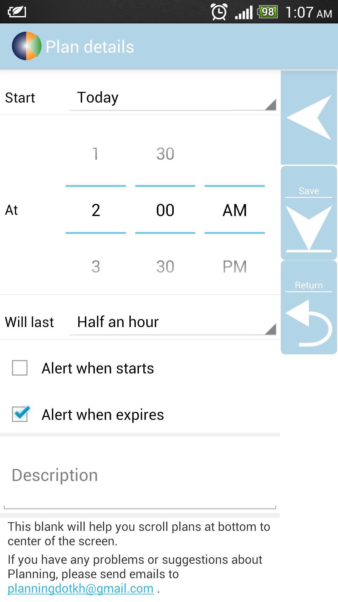 Planning -- Free Schedule