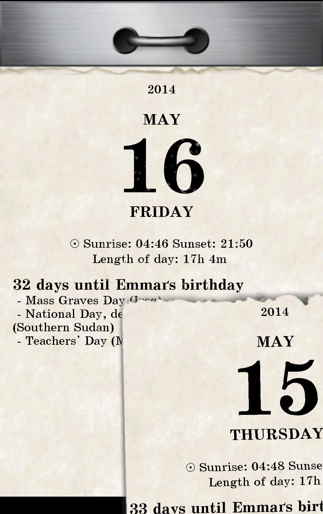 American tear-off calendar