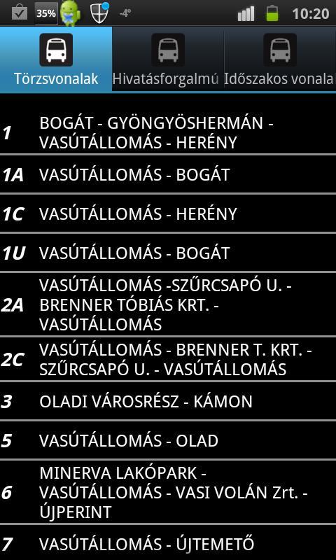 Bus schedule of Szombathely