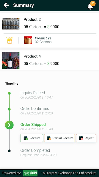 glassRUN Order Management