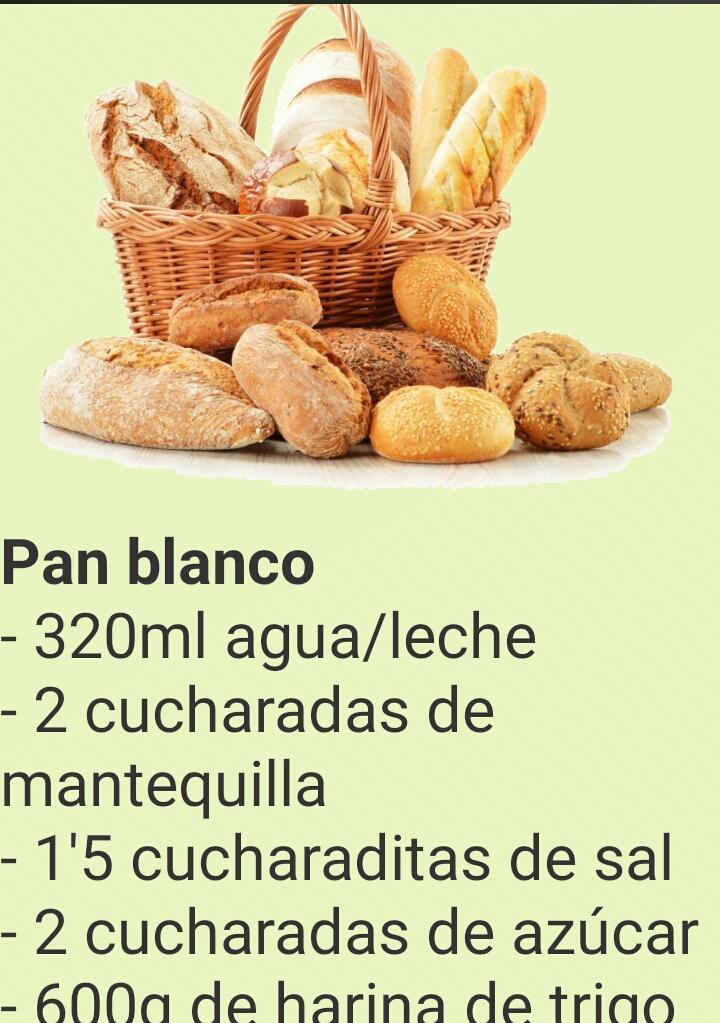 recetas para panificadoras
