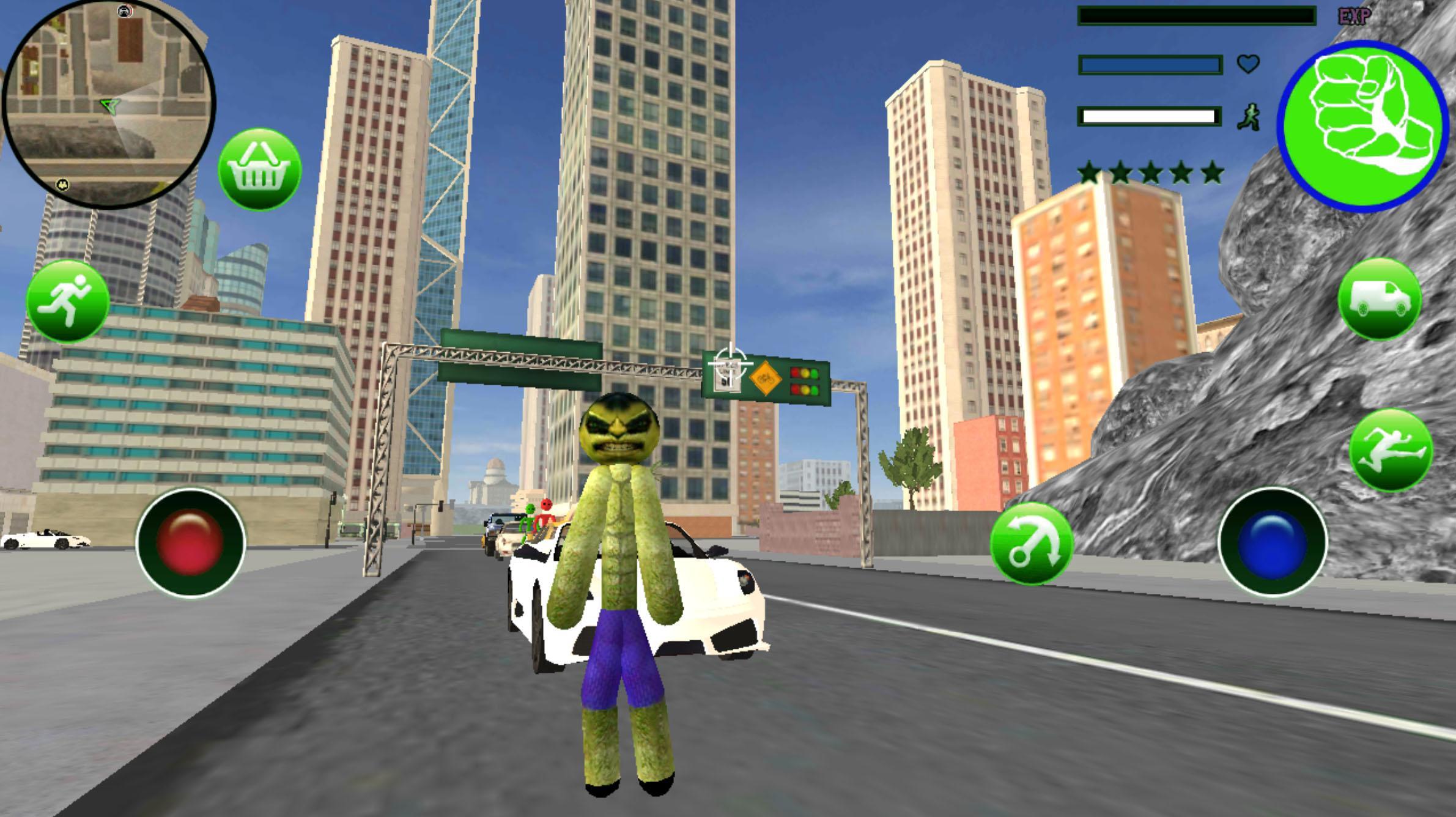 Green Monster Stickman Rope Hero Gangstar Crime