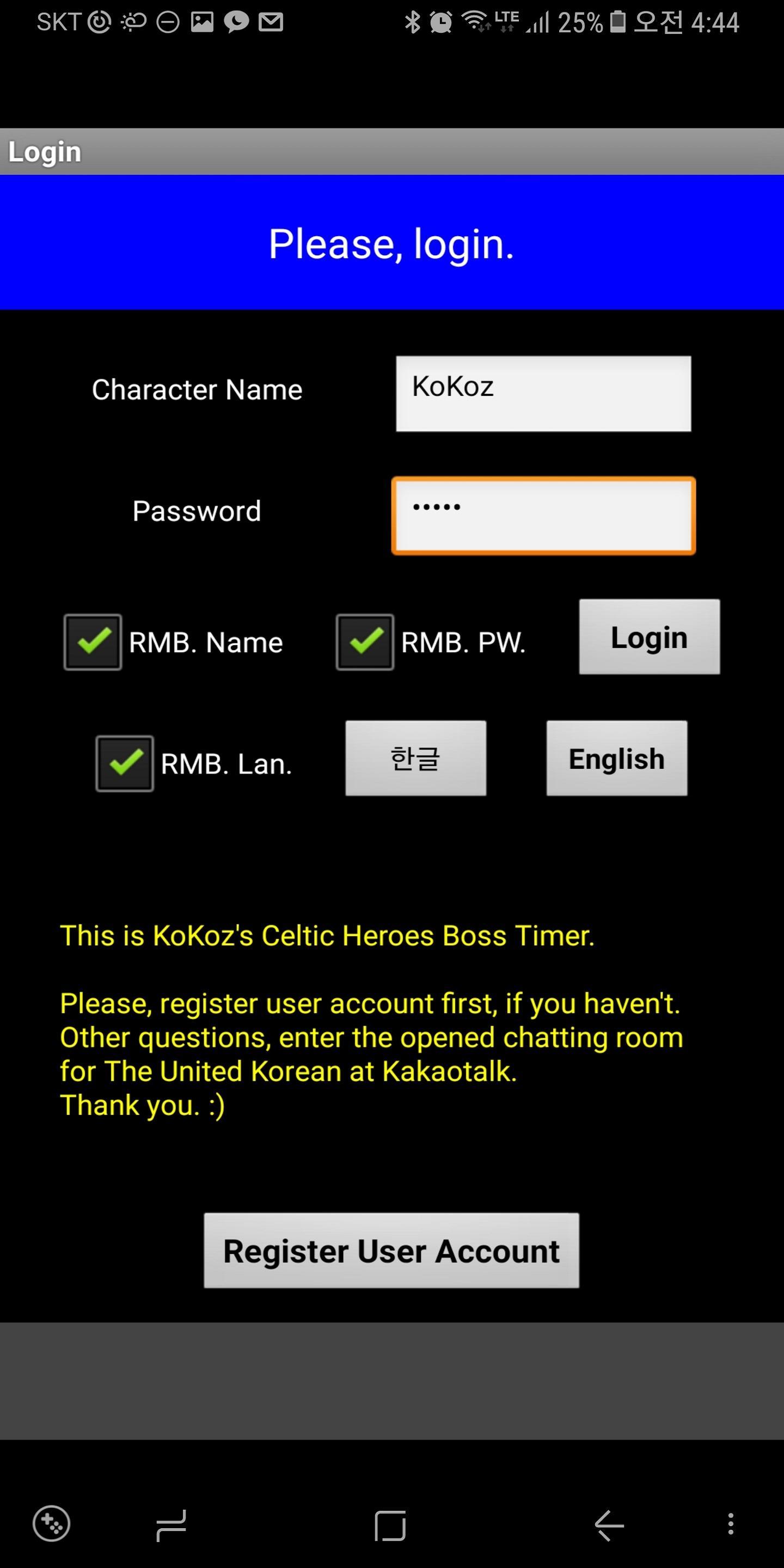 KoKoz's Boss Timer for Celtic Heroes.