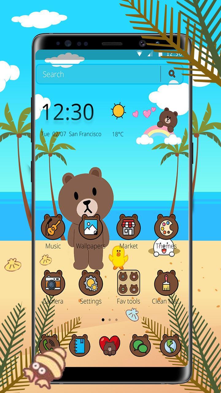 Adorable Brown Bear Beach Theme